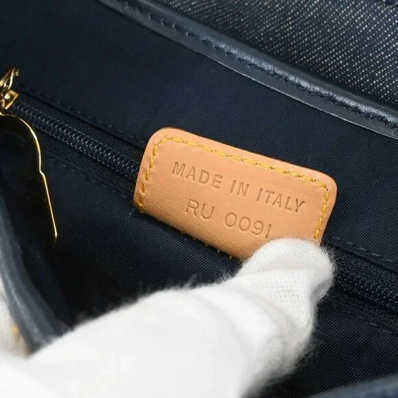 Christian Dior Blue Beige Denim Double Saddle Handbag RU0091 155955 - Picture 9 of 10